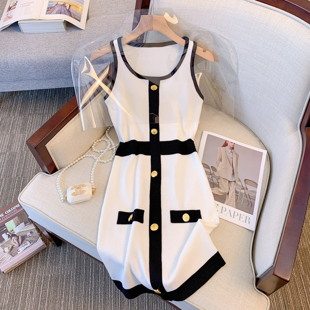 Summer new style slim fit hip hugging knitted dress