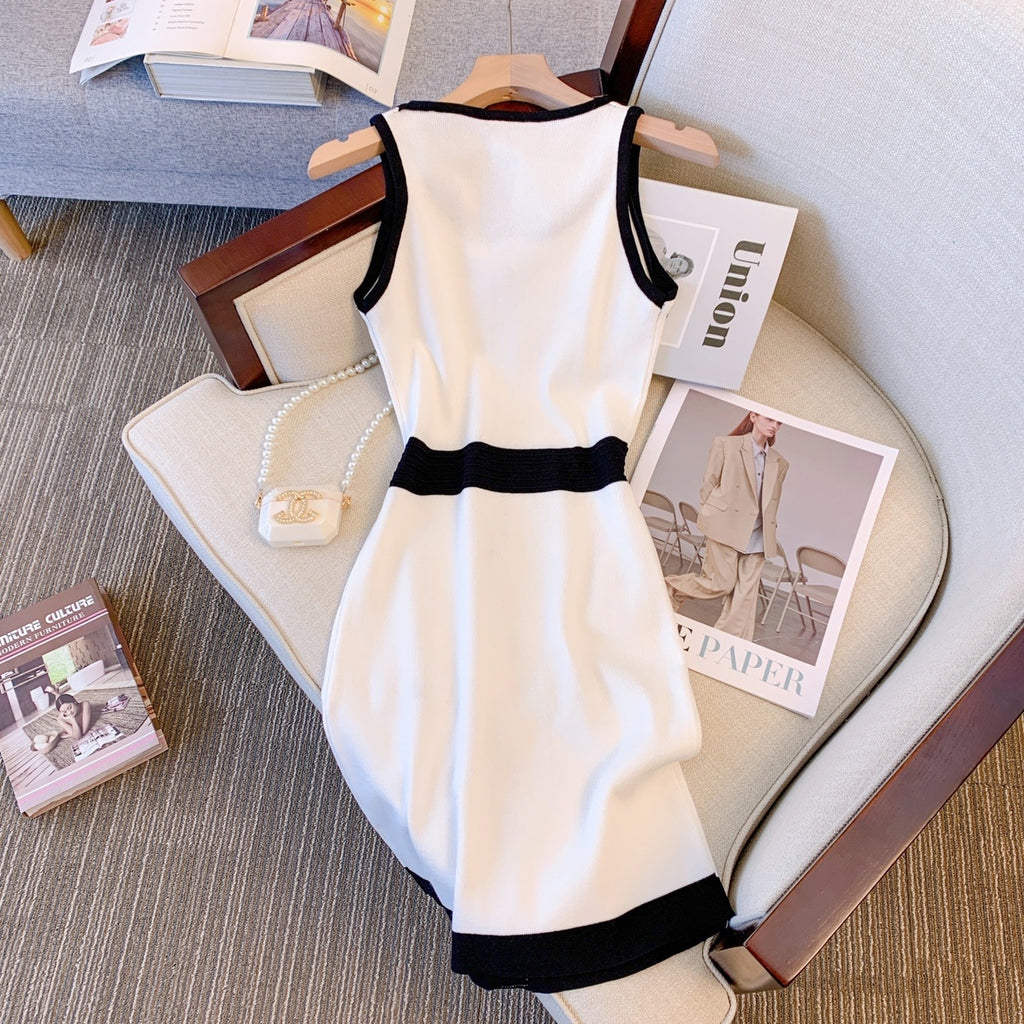 Summer new style slim fit hip hugging knitted dress