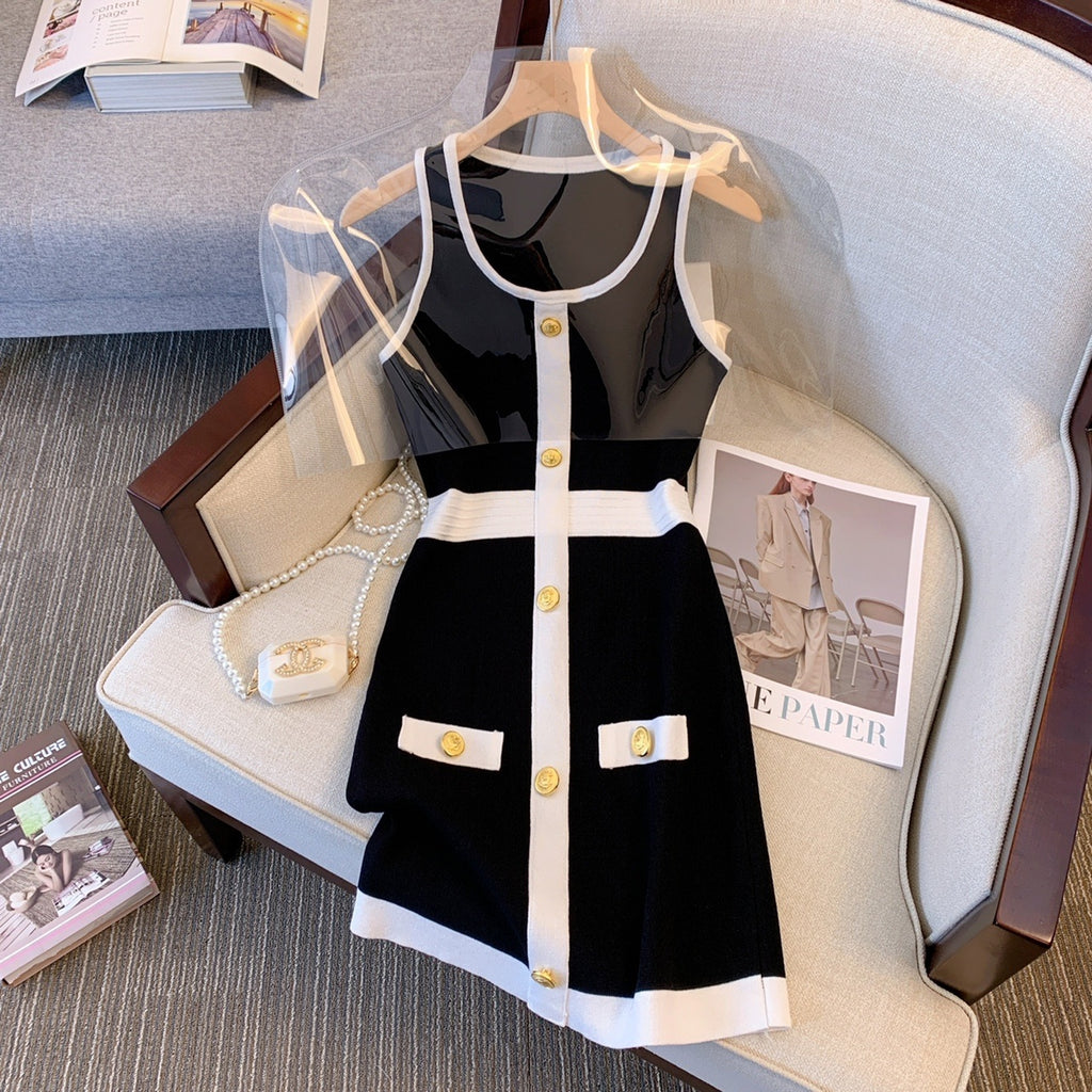 Summer new style slim fit hip hugging knitted dress