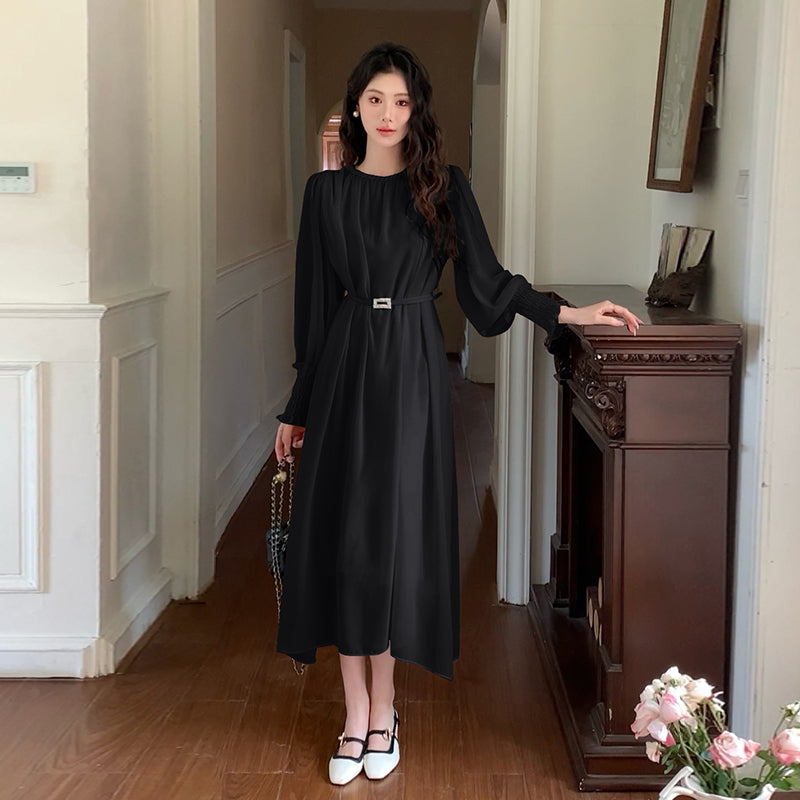 2025 Spring New Style Korean Edition Chiffon Long Casual Dress