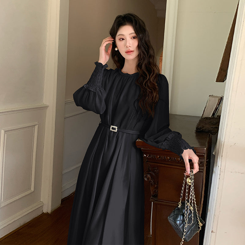 2025 Spring New Style Korean Edition Chiffon Long Casual Dress