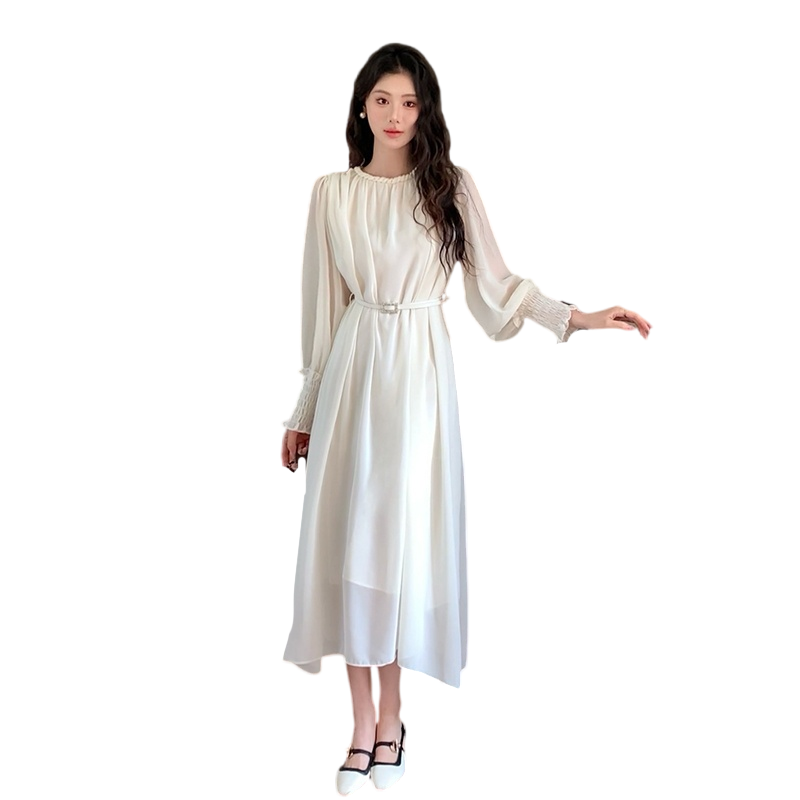 2025 Spring New Style Korean Edition Chiffon Long Casual Dress
