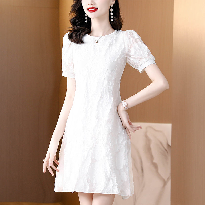 2025 summer new dress with feminine temperament, popular heavy industry and high-end sense, A-line skirt