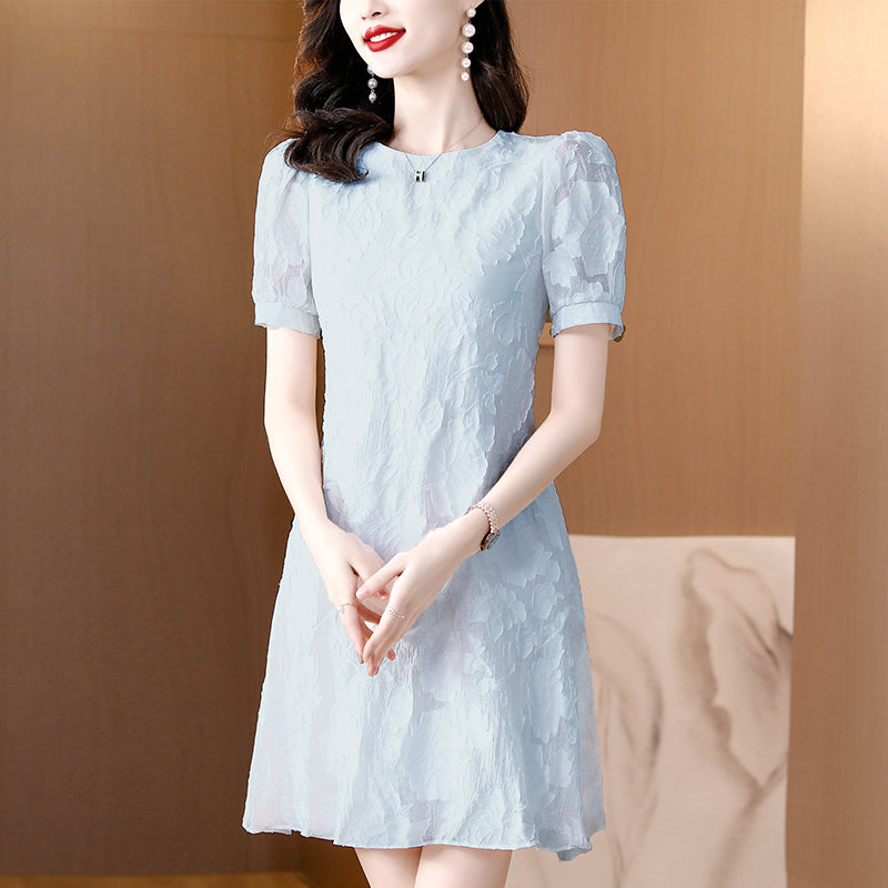 2025 summer new dress with feminine temperament, popular heavy industry and high-end sense, A-line skirt