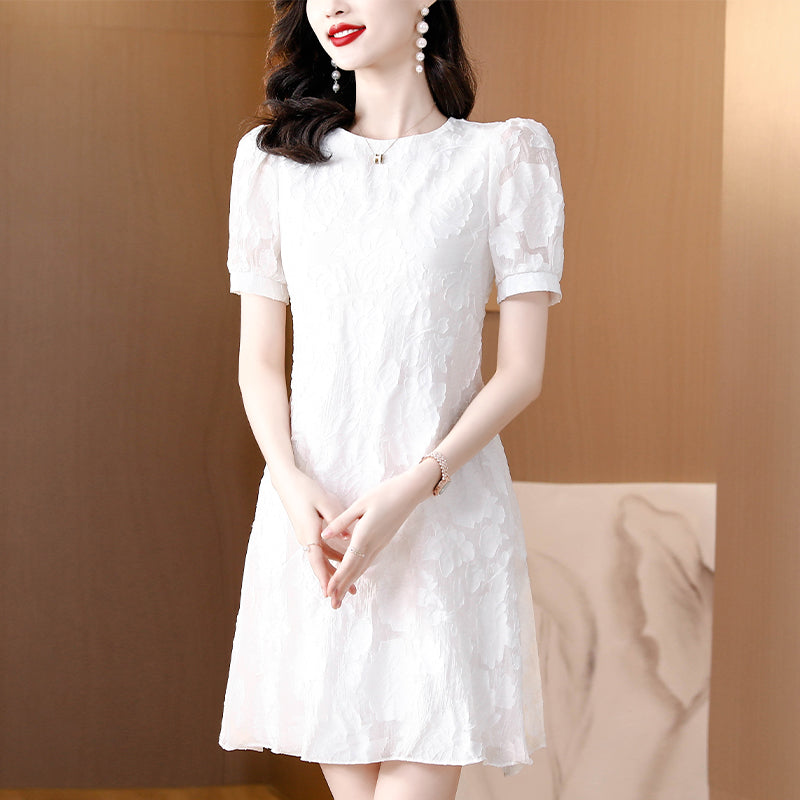 2025 summer new dress with feminine temperament, popular heavy industry and high-end sense, A-line skirt