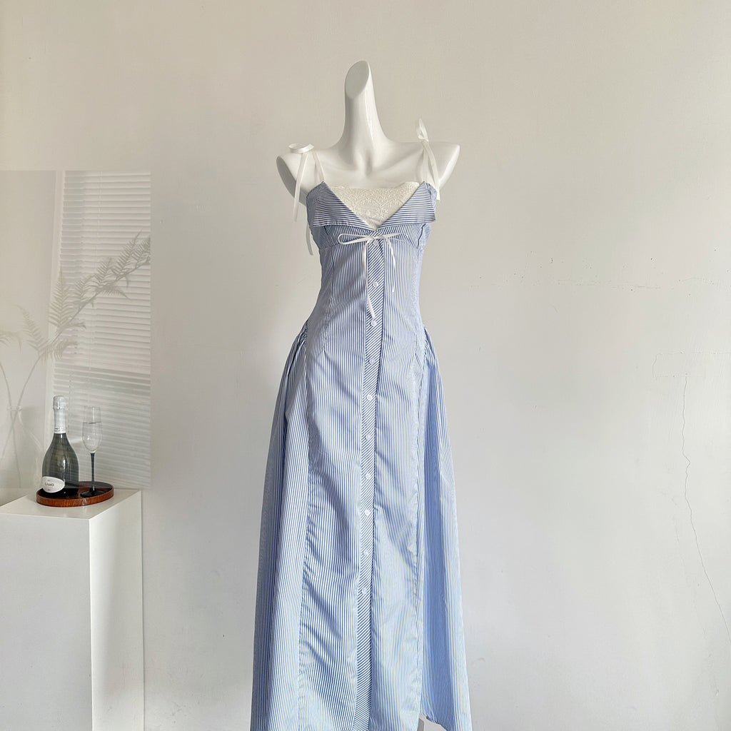 Striped camisole dress, women's early spring design sense, pure style dress