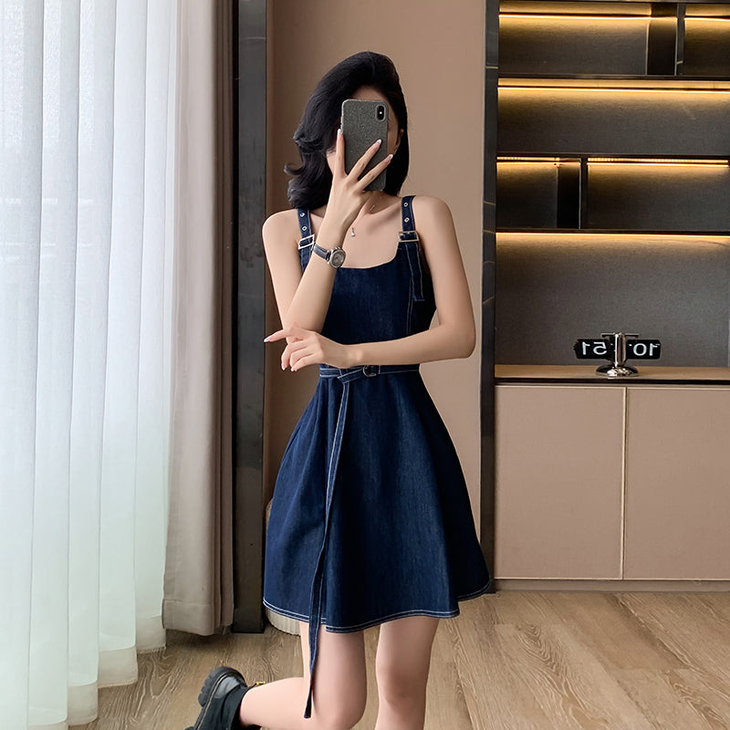 Cowboy suspender dress, American sweet summer suspender dress, vest dress, hot girl style