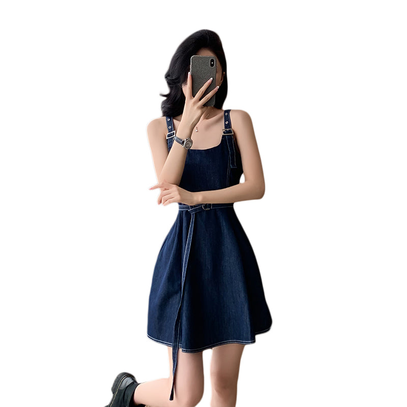 Cowboy suspender dress, American sweet summer suspender dress, vest dress, hot girl style