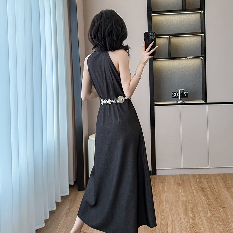 2025 Summer Sexy Off - the - Shoulder Sleeveless Denim Vest Dress, Long Dress with a Unique Design Sense